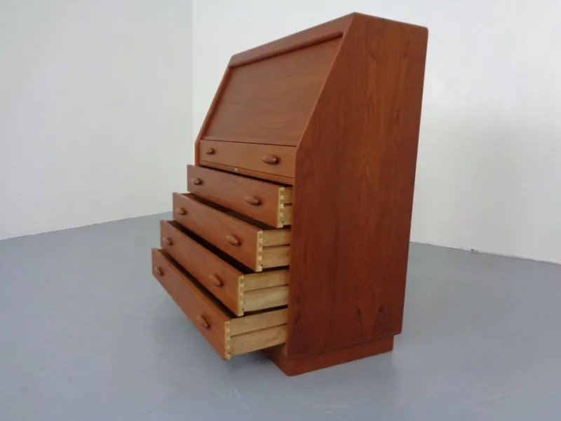 Pamono Teak Tambour Secretary from Dyrlund, 1960s> Secretaires