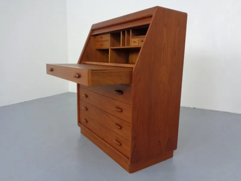Pamono Teak Tambour Secretary from Dyrlund, 1960s> Secretaires