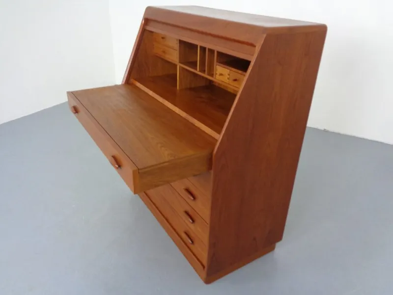 Pamono Teak Tambour Secretary from Dyrlund, 1960s> Secretaires