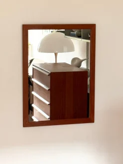 Pamono Teak Wall Mirror by Kai Kristiansen for Aksel Kjersgaard, 1950s><noscript><img width=
