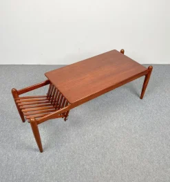 Best Pamono Teak Wood Coffee Table Magazine Rack, Italy, 1960s