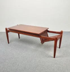 Best Pamono Teak Wood Coffee Table Magazine Rack, Italy, 1960s