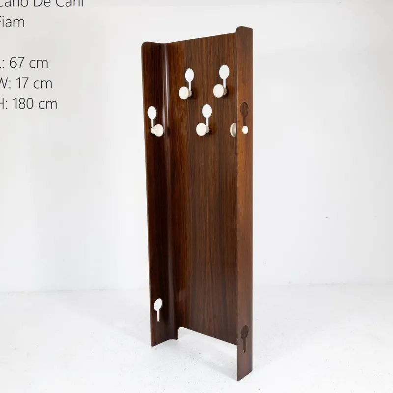 Pamono Teak Wood Floor Coat Rack by Carlo De Carli for Fiam, 1960s> Racks, Hooks & Valets