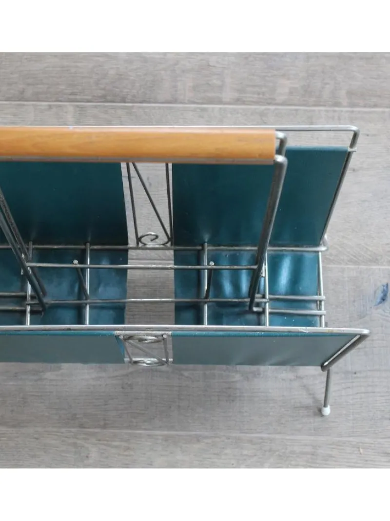 New Pamono Teal Magazine Rack, 1950s