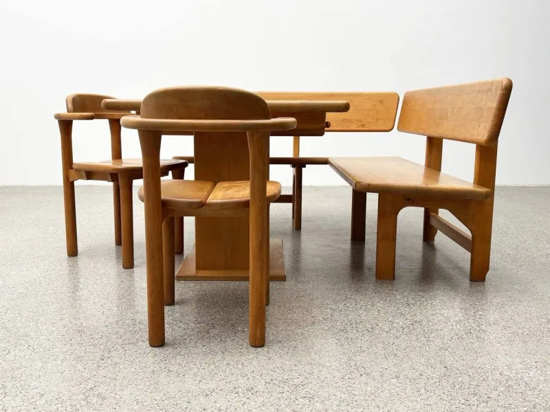 Pamono Team 7 Set with Corner Bench and Table and Chairs, Set of 4> Benches