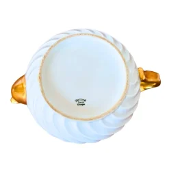 Outlet Pamono Teapot with Fluted Swirl Relief and Gilt Accents fom Haviland Limoges, France, 1950