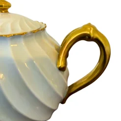 Outlet Pamono Teapot with Fluted Swirl Relief and Gilt Accents fom Haviland Limoges, France, 1950