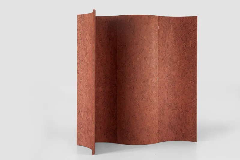 Discount Pamono Terracotta Elm Burl Veneer Room Divider by Daniel Nikolovski & Danu Chirinciuc for KABINET, 2019