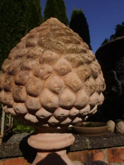 Pamono Terracotta Pinecone Garden Sculptures, 1980s, Set of 2><noscript><img width=