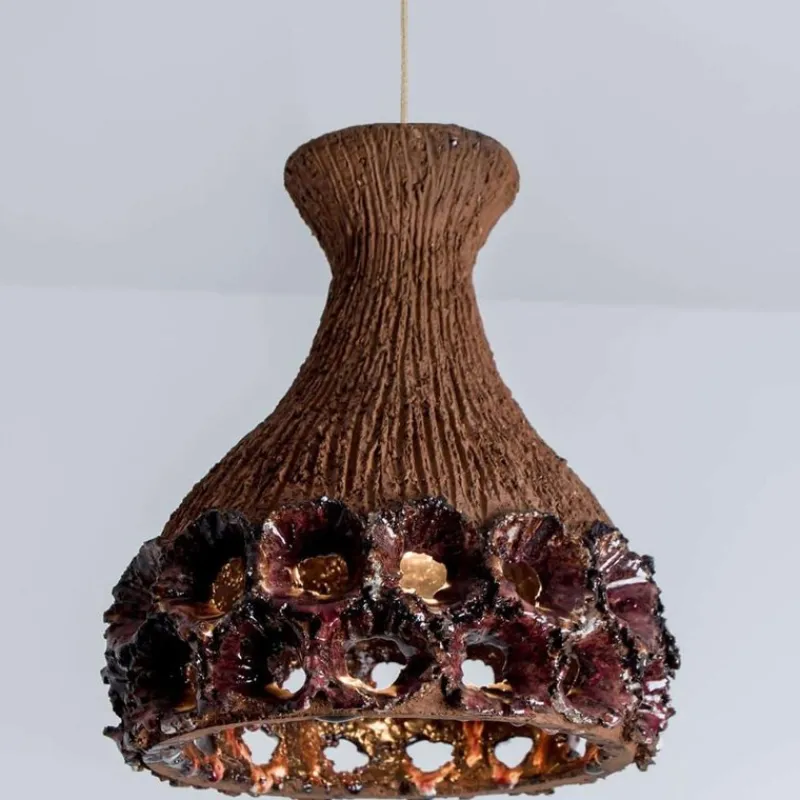 Pamono Terracotta Red Pendant in Ceramic with Holes, Denmark, 1960s> Ceiling Lights