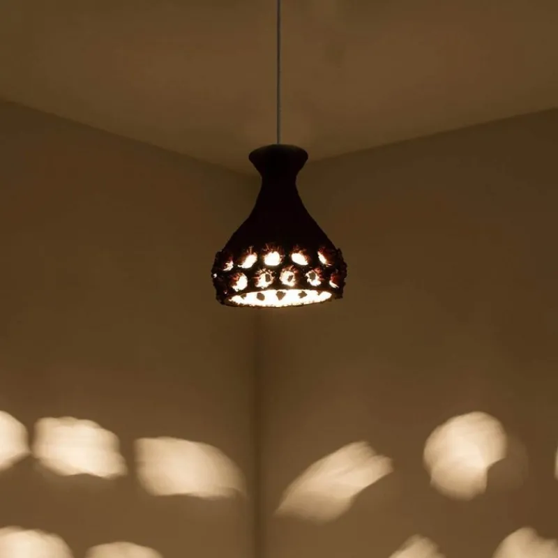 Pamono Terracotta Red Pendant in Ceramic with Holes, Denmark, 1960s> Ceiling Lights