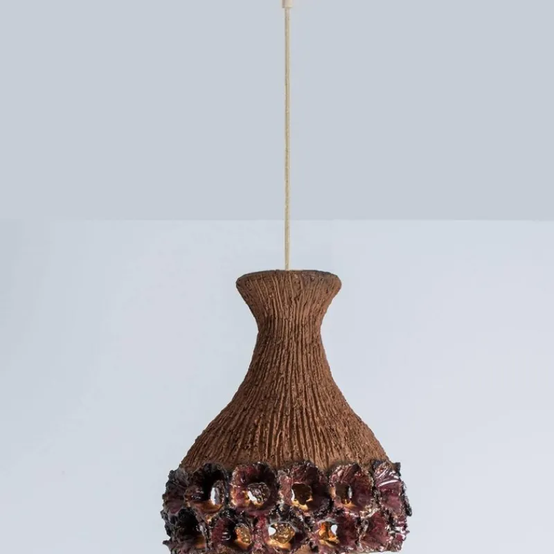 Pamono Terracotta Red Pendant in Ceramic with Holes, Denmark, 1960s> Ceiling Lights