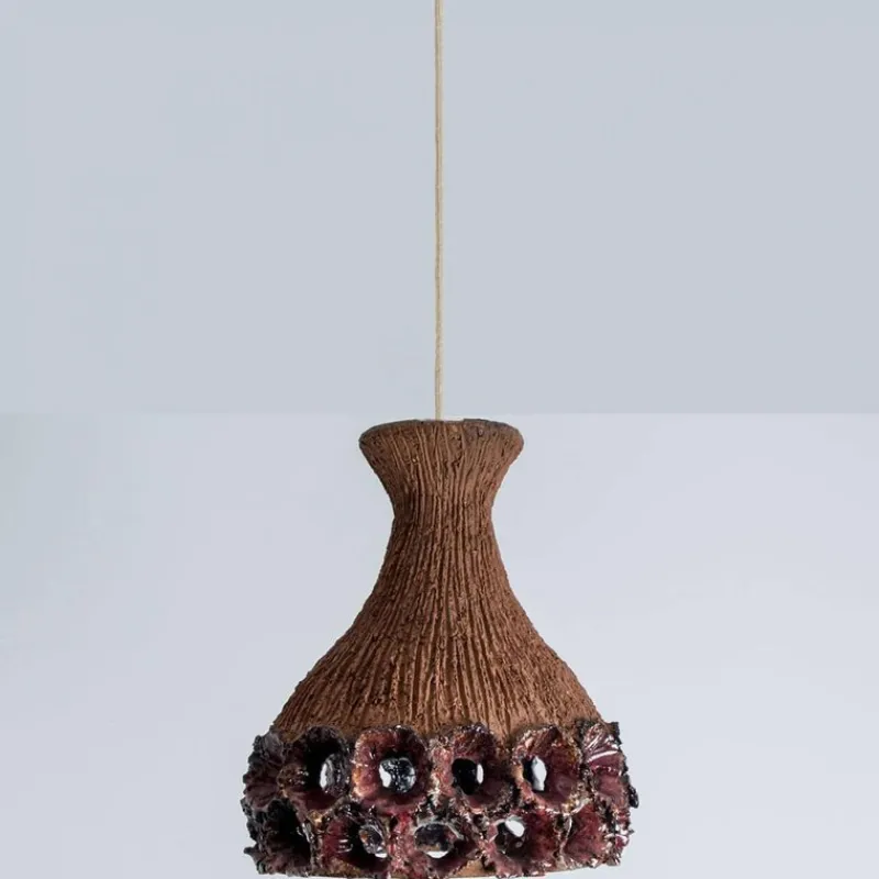 Pamono Terracotta Red Pendant in Ceramic with Holes, Denmark, 1960s> Ceiling Lights