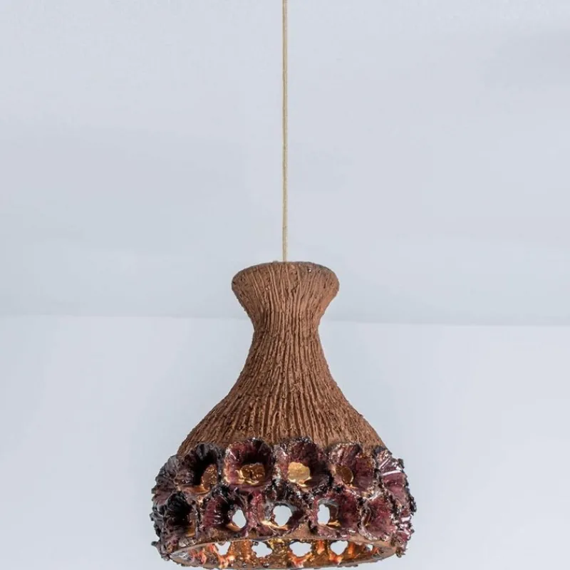 Pamono Terracotta Red Pendant in Ceramic with Holes, Denmark, 1960s> Ceiling Lights