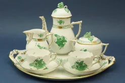 Discount Pamono Tete À Tete Coffee Service with Tray in Porcelain with Apponyi Decoration from Herend, Hungary, 1930s, Set of 8
