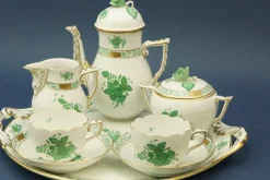 Discount Pamono Tete À Tete Coffee Service with Tray in Porcelain with Apponyi Decoration from Herend, Hungary, 1930s, Set of 8