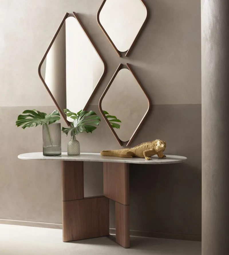 Pamono Tetris Walnut and Marble Console Table by Morica Design> Tables|Console Tables