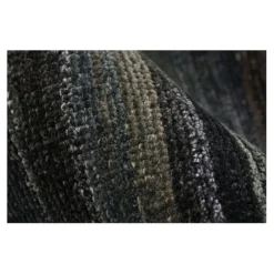 Pamono Textural Rug in Grisaille Blue and Black Stripes and Stripe from R&K Principal Jahanshah Nazmiyal> Carpets & Textiles|Carpets & Textiles