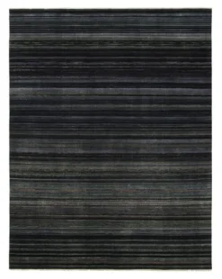 Pamono Textural Rug in Grisaille Blue and Black Stripes and Stripe from R&K Principal Jahanshah Nazmiyal> Carpets & Textiles|Carpets & Textiles
