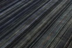 Pamono Textural Rug in Grisaille Blue and Black Stripes and Stripe from R&K Principal Jahanshah Nazmiyal><noscript><img width=