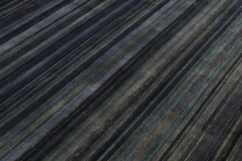 Pamono Textural Rug in Grisaille Blue and Black Stripes and Stripe from R&K Principal Jahanshah Nazmiyal> Carpets & Textiles|Carpets & Textiles