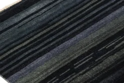 Pamono Textural Rug in Grisaille Blue and Black Stripes and Stripe from R&K Principal Jahanshah Nazmiyal><noscript><img width=
