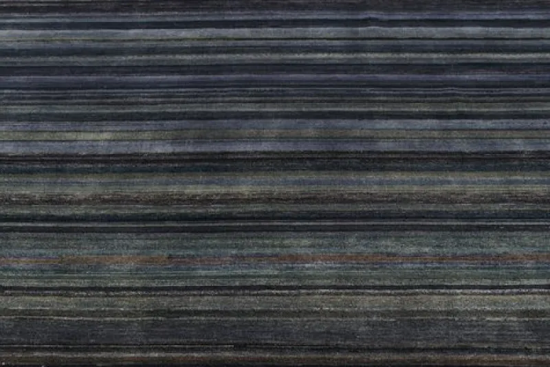Pamono Textural Rug in Grisaille Blue and Black Stripes and Stripe from R&K Principal Jahanshah Nazmiyal> Carpets & Textiles|Carpets & Textiles