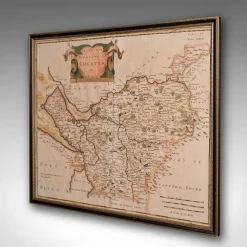 Pamono 18th Century Antique English Framed Cartography County Map of Cheshire from Robert Morden