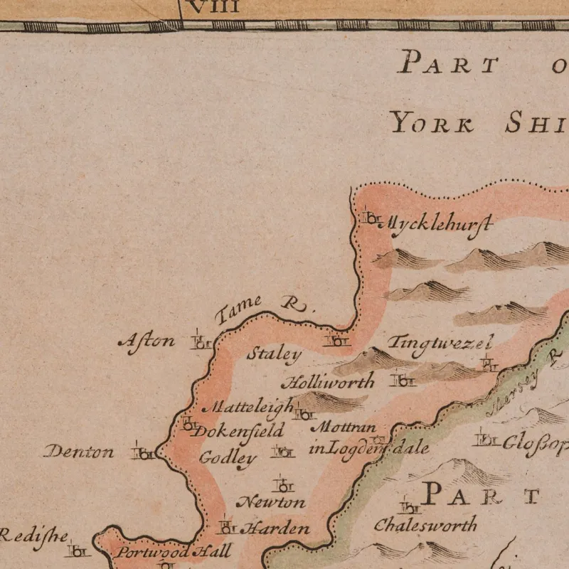 Pamono 18th Century Antique English Framed Cartography County Map of Cheshire from Robert Morden