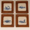 Pamono 17th Century Baroque Framed Sea Creatures Monsters Tiles in Blue and White from Royal Delft, Set of 4> Architectural Elements