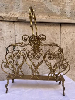 Outlet Pamono 20th Century Baroque Italian Magazine Rack in Brass, 1890s