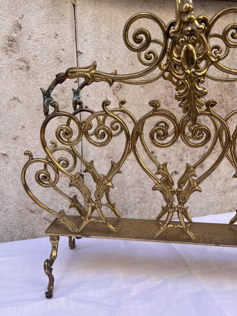 Outlet Pamono 20th Century Baroque Italian Magazine Rack in Brass, 1890s