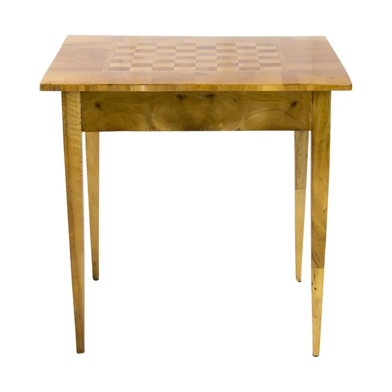 Pamono 19th Century Biedermeier Walnut Marquetry Chess Table> Game Tables