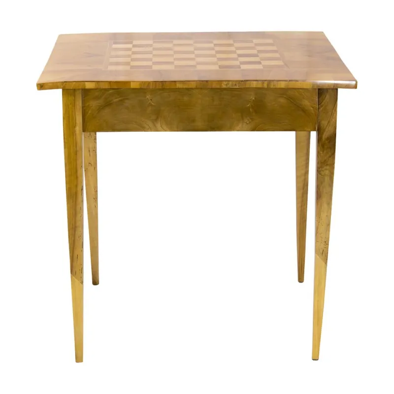 Pamono 19th Century Biedermeier Walnut Marquetry Chess Table> Game Tables