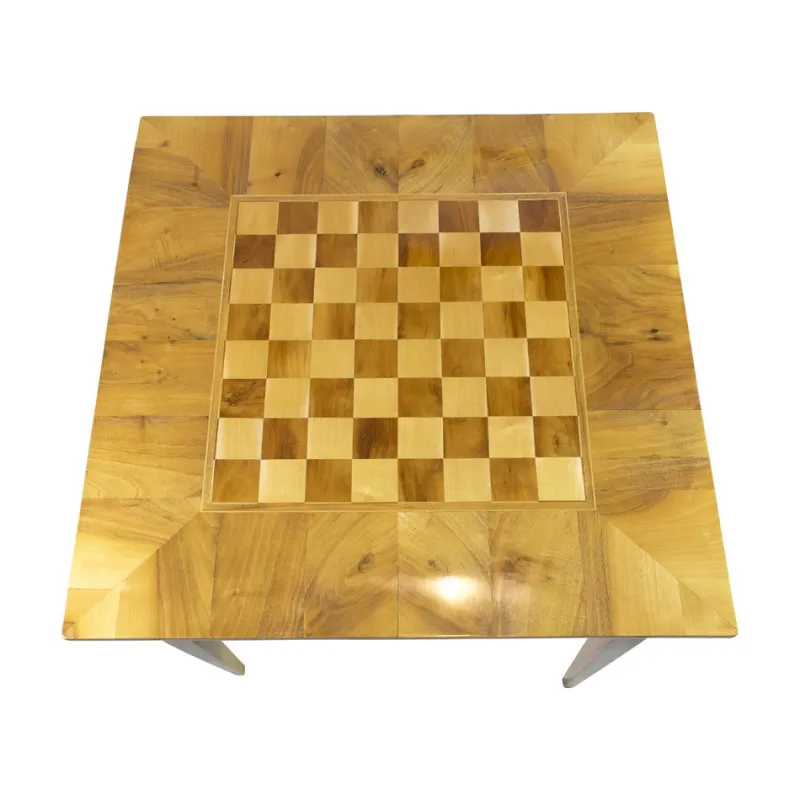 Pamono 19th Century Biedermeier Walnut Marquetry Chess Table> Game Tables