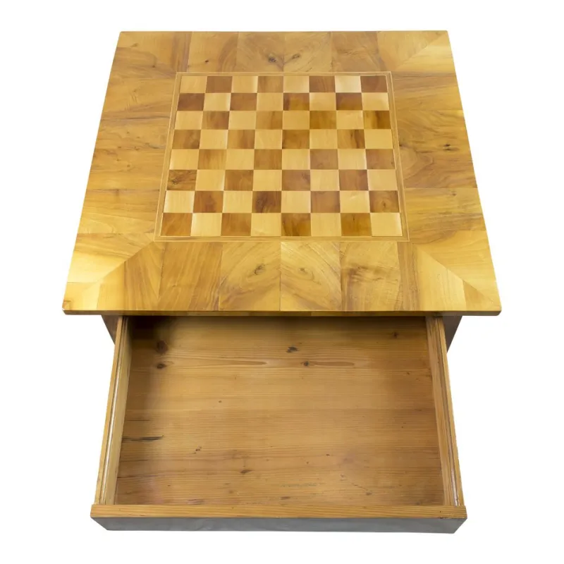 Pamono 19th Century Biedermeier Walnut Marquetry Chess Table> Game Tables