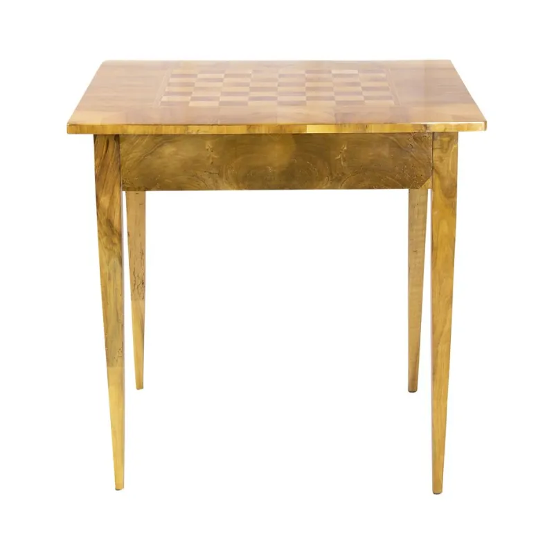 Pamono 19th Century Biedermeier Walnut Marquetry Chess Table> Game Tables