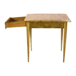 Pamono 19th Century Biedermeier Walnut Marquetry Chess Table><noscript><img width=