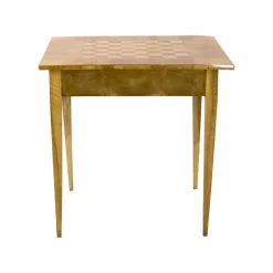 Pamono 19th Century Biedermeier Walnut Marquetry Chess Table><noscript><img width=