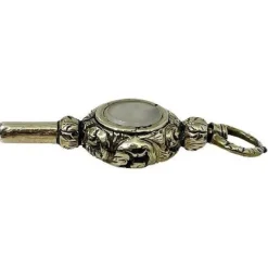 Outlet Pamono 19th Century Brass and Gold Watch-Key with 2 Different Color Stones