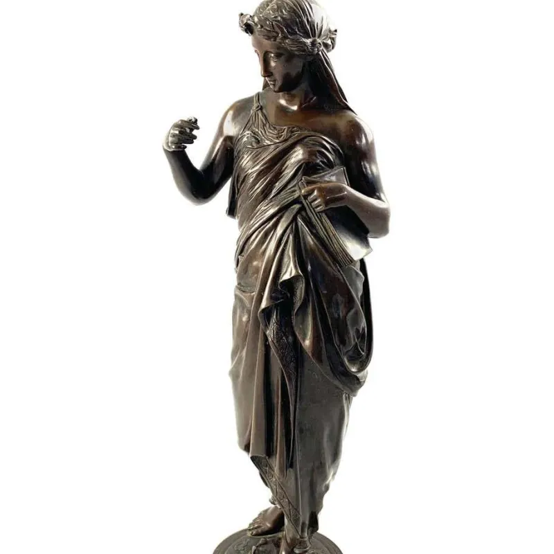 Sale Pamono 19th Century Bronze of a Women Draped in Robes on a Round Zodiac Base
