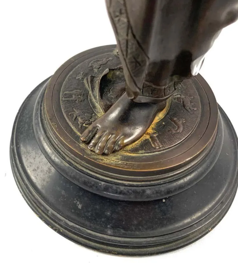 Sale Pamono 19th Century Bronze of a Women Draped in Robes on a Round Zodiac Base