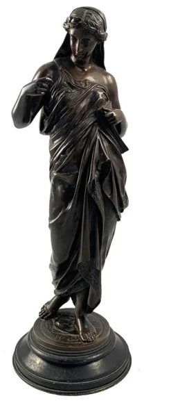 Sale Pamono 19th Century Bronze of a Women Draped in Robes on a Round Zodiac Base
