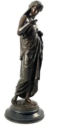 Sale Pamono 19th Century Bronze of a Women Draped in Robes on a Round Zodiac Base