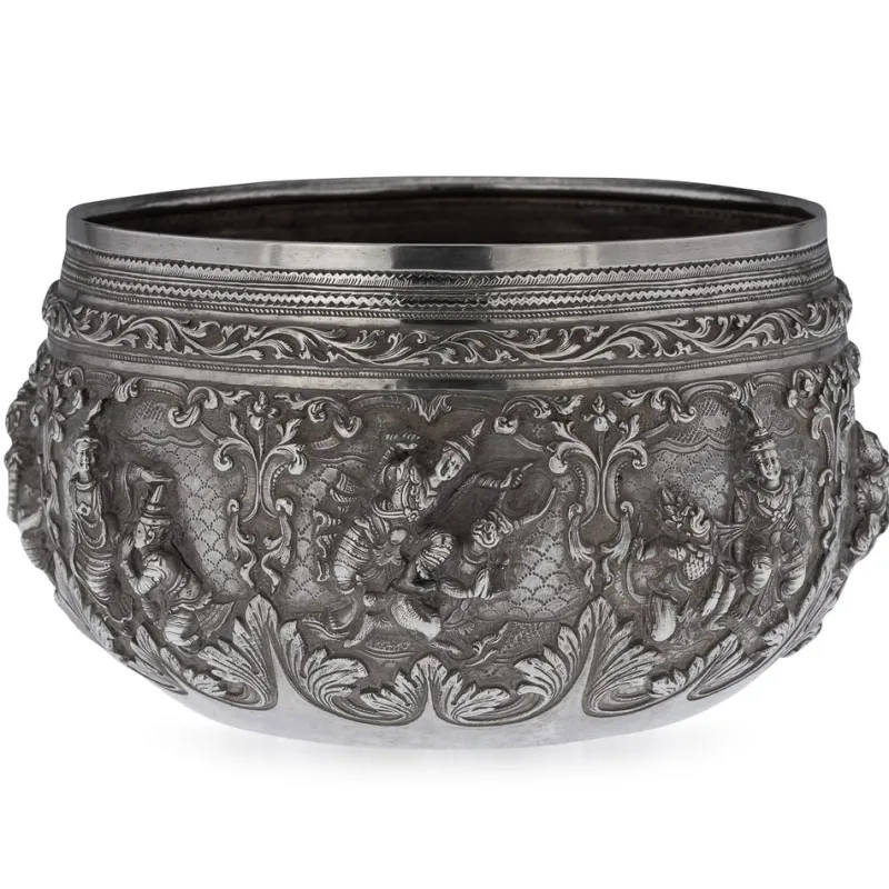Outlet Pamono 19th Century Burmese Silver Thabeik Bowl, 1880s