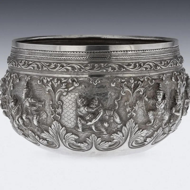 Outlet Pamono 19th Century Burmese Silver Thabeik Bowl, 1880s
