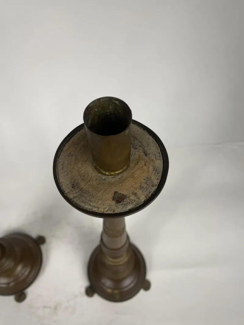Pamono 19th Century Candelabras in Brass, Set of 2> Candleholders