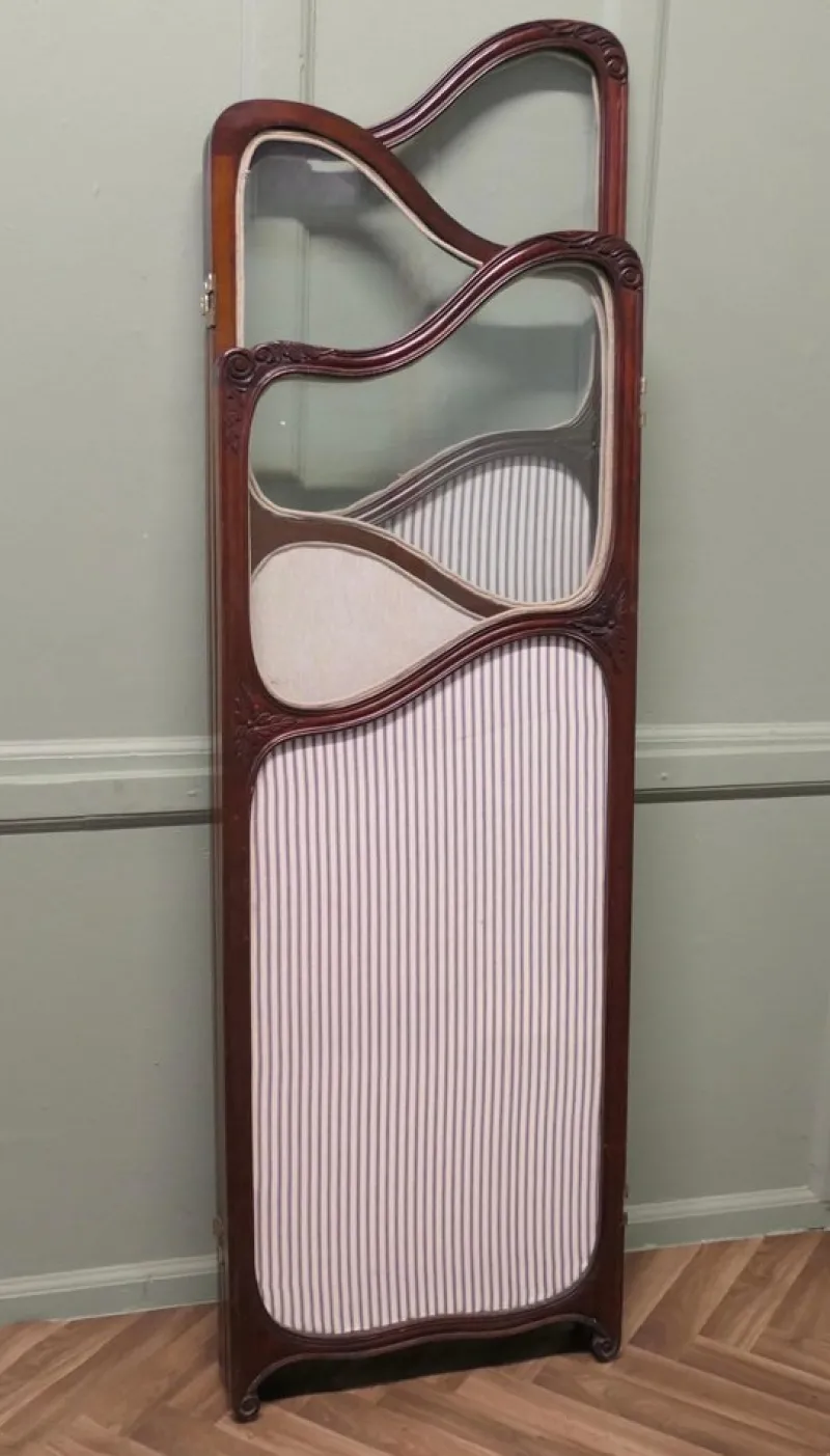 Discount Pamono 19th Century Carved Upholstered Dressing Screen