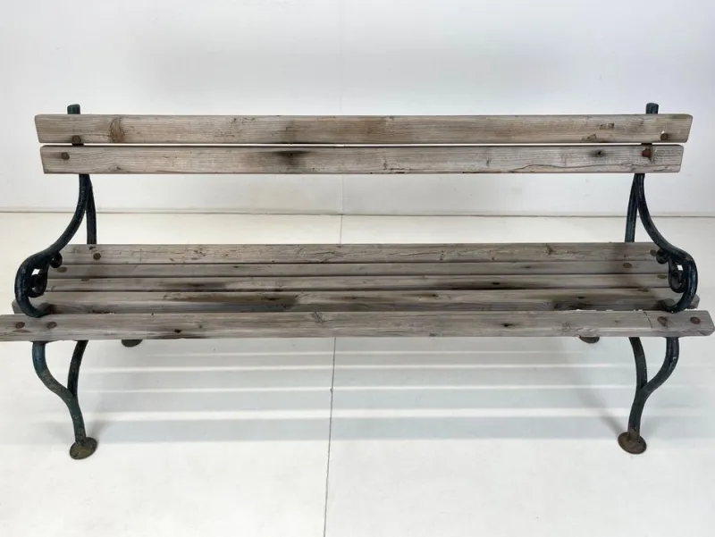Hot Pamono 19th Century Cast Iron and Wood Bench
