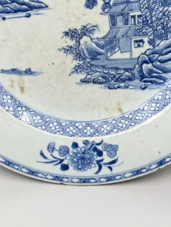 Clearance Pamono 18th Century Chinese Blue and White Porcelain Dish with Pagoda Motif